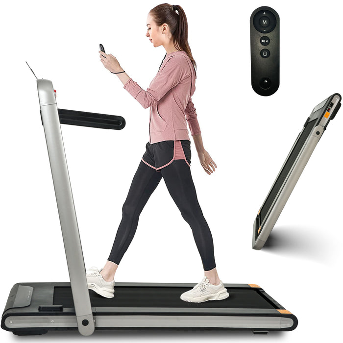 2 In 1 Under Desk Treadmill, 2.5Hp Folding Electric Treadmill Walking Jogging Machine For Home Office With Remote Control - Black