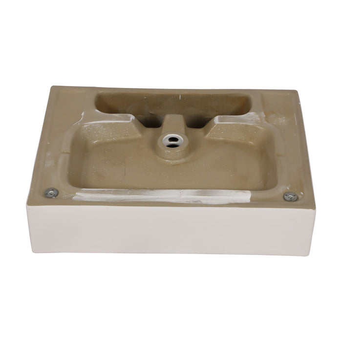 24" Bathroom Console Sink With Overflow, Ceramic Console Sink White Basin Black Legs