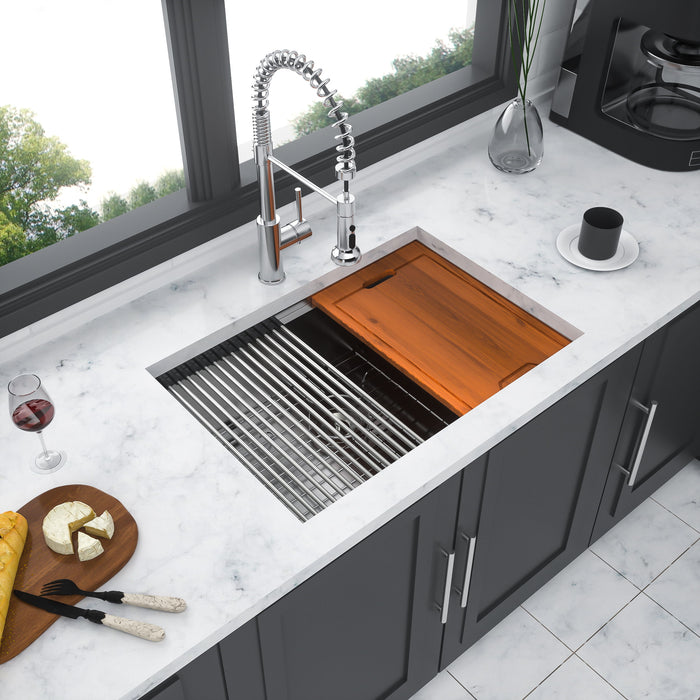 Single Bowl Undermount Workstation Kitchen Sink - 16 Gauge Stainless Steel Deep Sink
